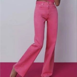 Pink zara wide leg jeans